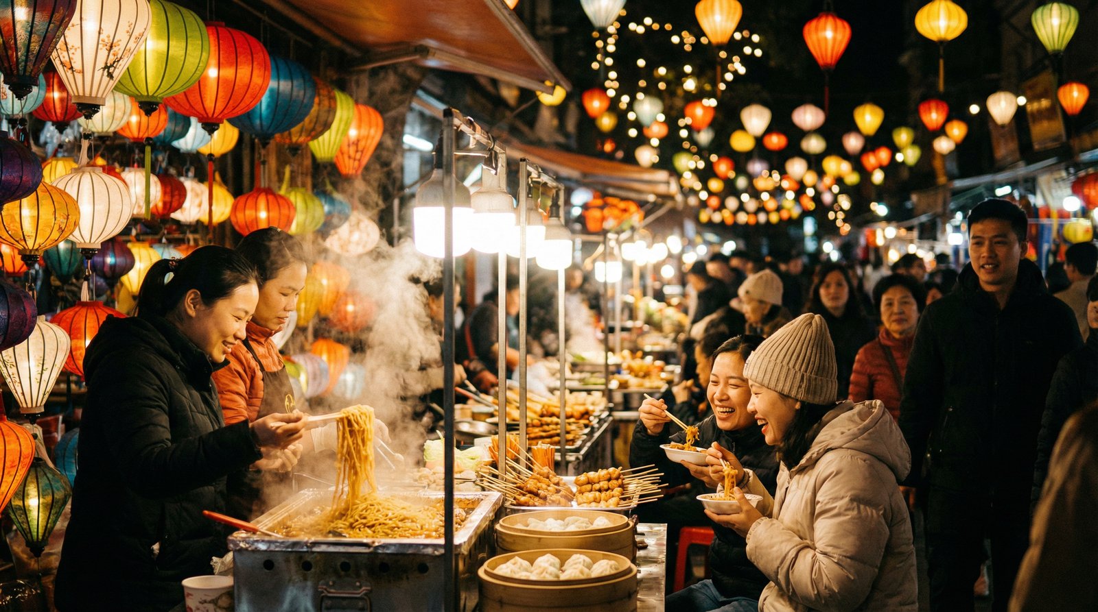 抖音风夜市美食探店视频